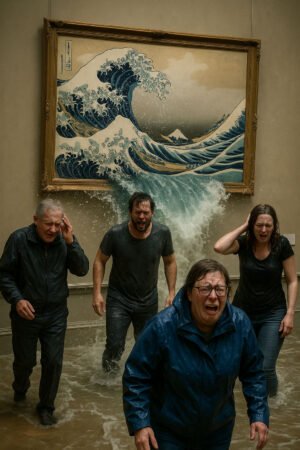 la vague d'Hokusaï se défend contre des activistes à Nantes www.amuserlagalerie.fr