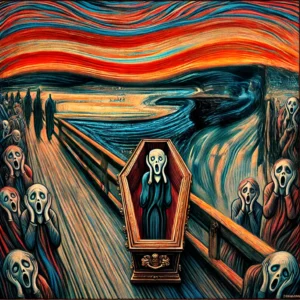 23 Janvier 1944 : Mort de Edward Munch. Il sera inhumé à Oslo dans un caveau dernier cri www.amuserlagalerie.fr
